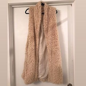 Faux Fur Long Vest with Pockets!